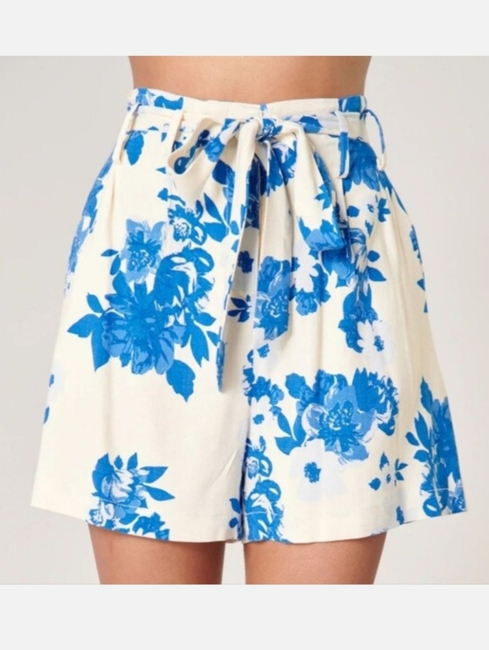 Sugarlips Blue Floral Tie-Waist Shorts